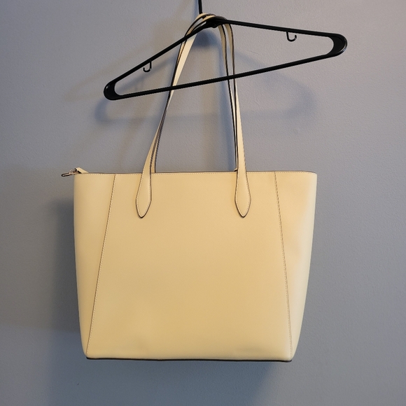 Kate Spade Dana Tote Butter Yellow Saffiano Leather Flower Charm Bag - Picture 3 of 8